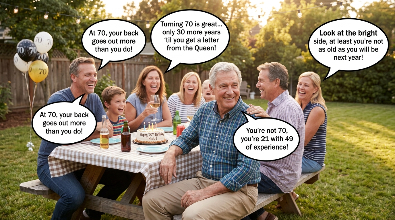 70th Birthday Jokes One Liners for Him